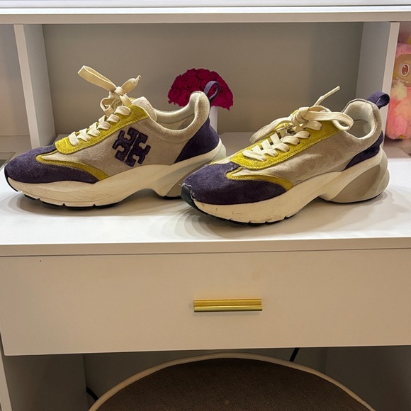 Tory Burch Shoes - Tory Burch Cream and Purple Sneakers